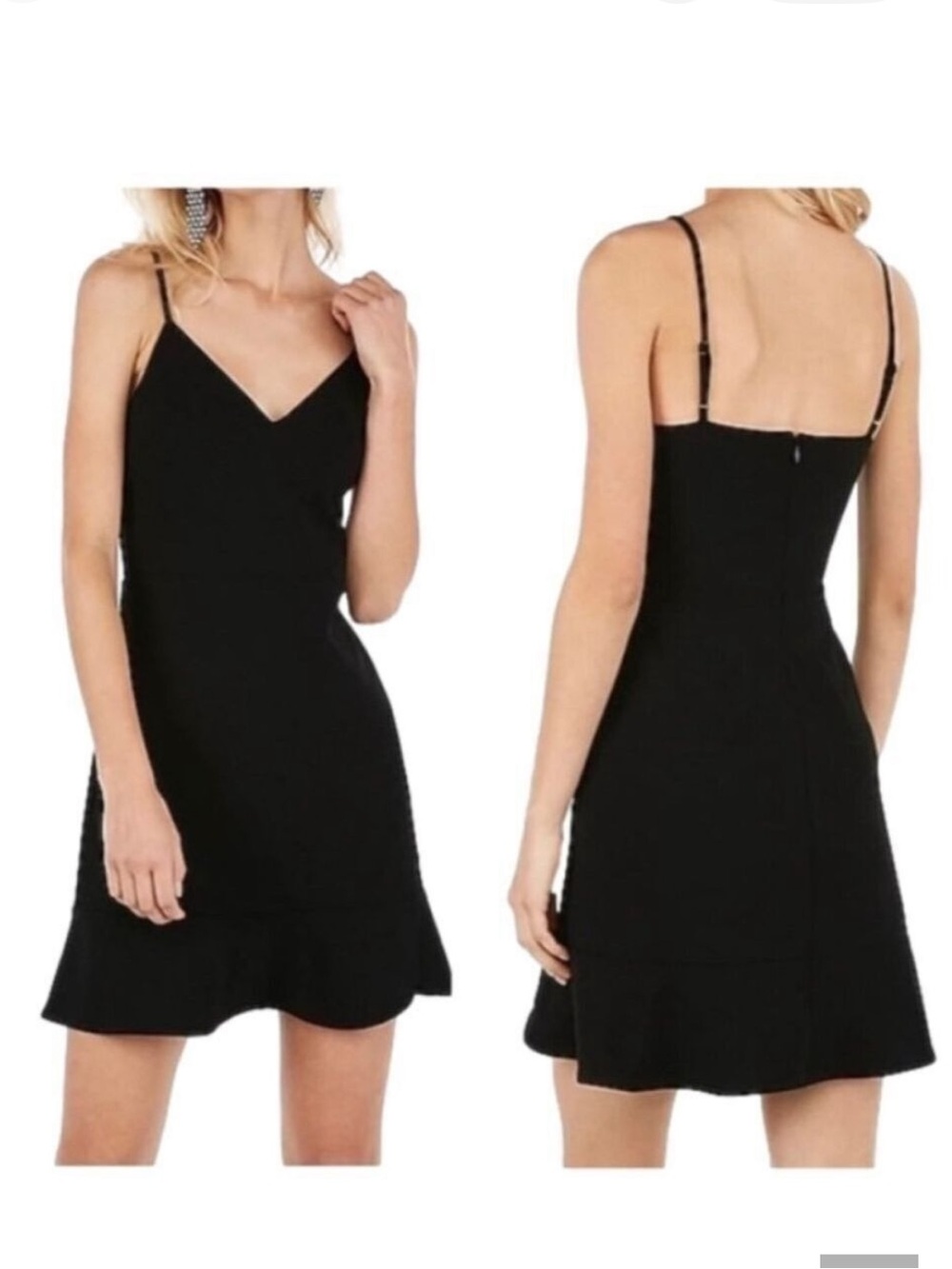 Express Black Spaghetti Strap Ruffle Hem Mini Dress